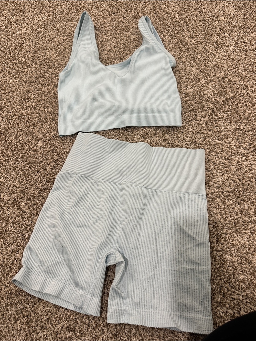 Colsie Light Blue Ribbed Seamless lounge Set